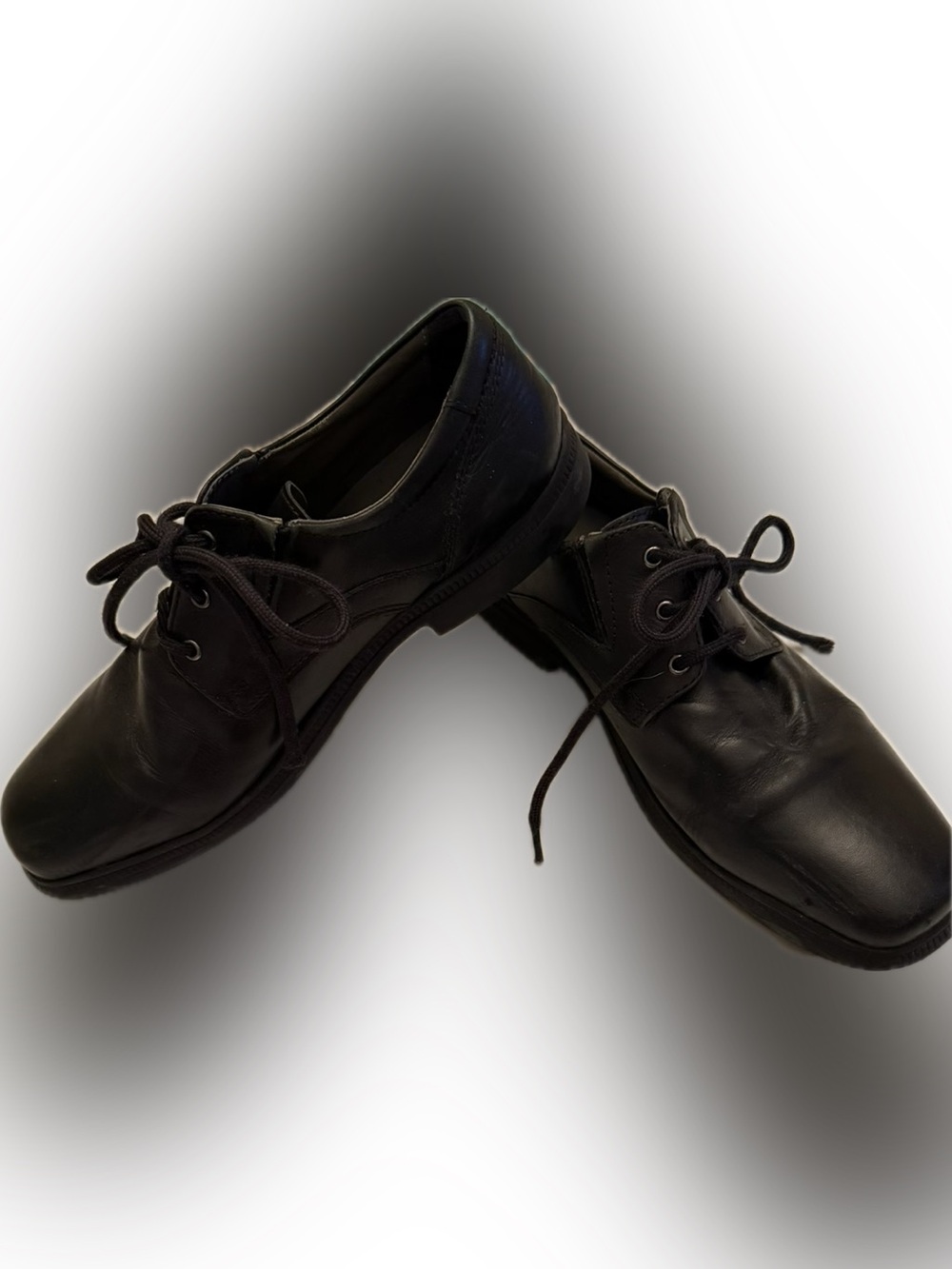 Black Leather Men's Casual Lace-Up Shoes